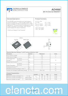 Alpha & Omega Semiconductors AO4466 datasheet