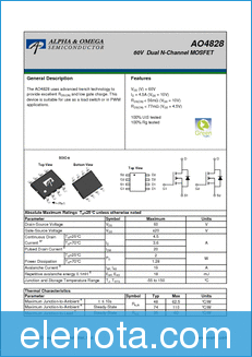 Alpha&Omega Semiconductor AO4828 datasheet
