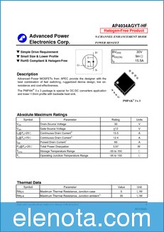 Advanced Power Electronics AP4034AGYT-HF datasheet