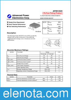 Advanced Power Electronics AP4513GH datasheet