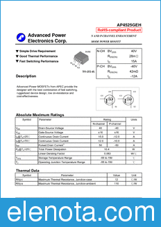 Advanced Power Electronics AP4525GEH datasheet