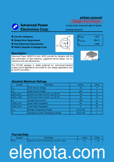 Advanced Power Electronics AP9561AGH-HF datasheet