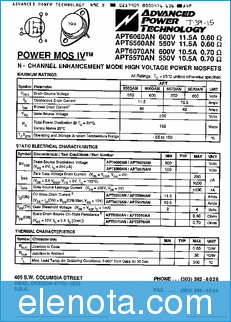 Advanced Power Technology APT6060 datasheet