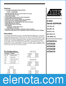 Atmel AT24C01A datasheet