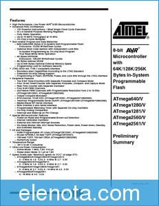 Atmel ATmega640/V datasheet