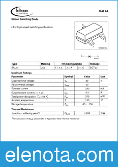 Infineon BAL74 datasheet
