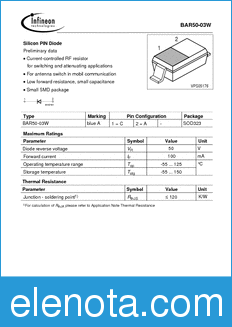Infineon BAR50-03W datasheet