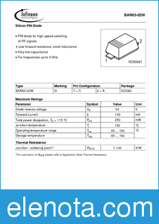 Infineon BAR63-02W datasheet