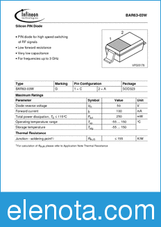 Infineon BAR63-03W datasheet
