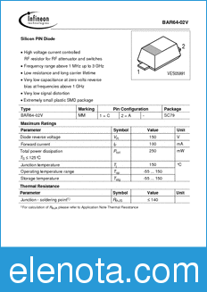 Infineon BAR64-02V datasheet
