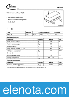 Infineon BAS116 datasheet