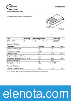 Infineon BAS16-03W datasheet