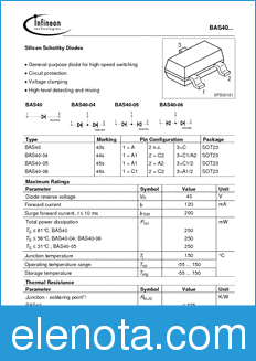 Infineon BAS40-06 datasheet