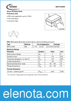 Infineon BAT15-04W datasheet