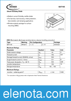 Infineon BAT165 datasheet