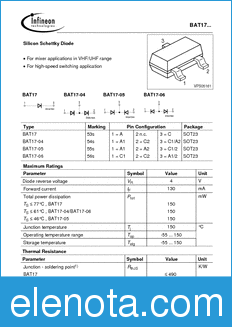 Infineon BAT17-05 datasheet