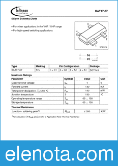 Infineon BAT17-07 datasheet