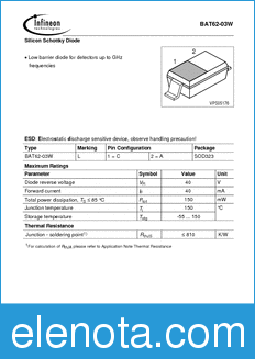 Infineon BAT62-03W datasheet
