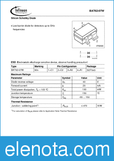 Infineon BAT62-07W datasheet