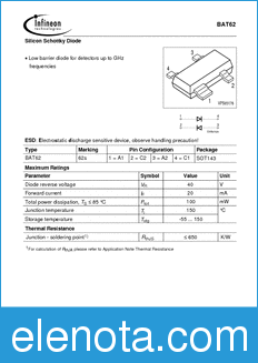 Infineon BAT62 datasheet