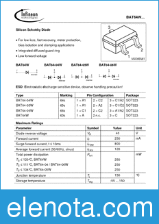 Infineon BAT64-04W datasheet