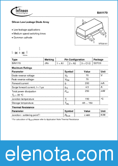 Infineon BAV170 datasheet