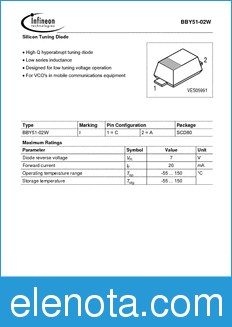 Infineon BBY51-02W datasheet