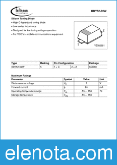 Infineon BBY52-02W datasheet
