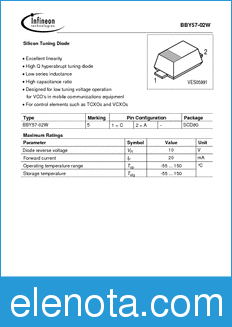Infineon BBY57-02W datasheet