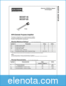 Fairchild  Semiconductor BC337-16 datasheet
