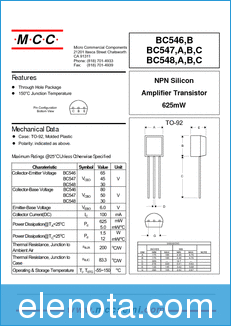 Micro Commercial Components BC548A datasheet
