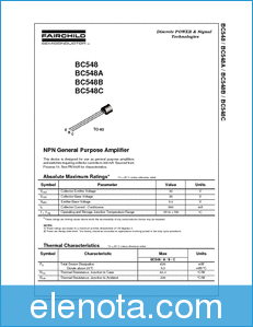 Fairchild  Semiconductor BC548 datasheet
