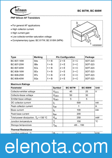 Infineon BC808-16W datasheet