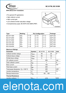 Infineon BC818-40W datasheet