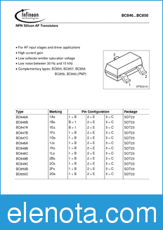 Infineon BC846B datasheet