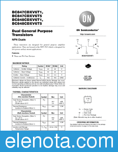 ON Semiconductor BC847CDXV6T1 datasheet