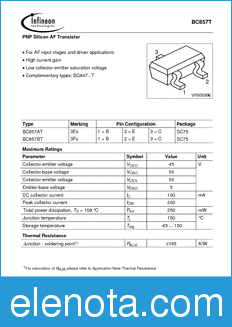 Infineon BC857BT datasheet