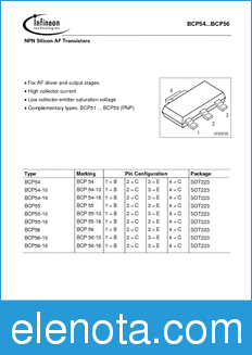Infineon BCP55-10 datasheet