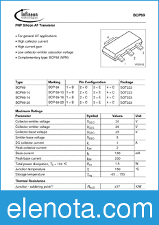 Infineon BCP69-25 datasheet