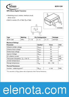 Infineon BCR112W datasheet