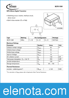 Infineon BCR119W datasheet