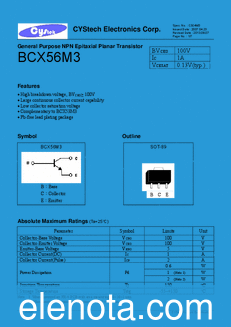 Cystech Electonics BCX56M3 datasheet