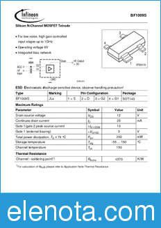 Infineon BF1009S datasheet