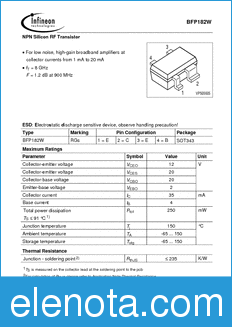 Infineon BFP182W datasheet
