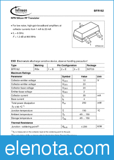 Infineon BFR182 datasheet