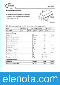 Infineon BFR35AP datasheet