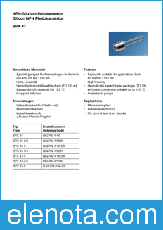 Infineon BPX43-3/-4 datasheet