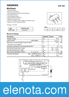 Infineon BSP365 datasheet