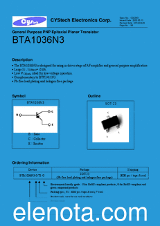 Cystech Electonics BTA1036N3 datasheet