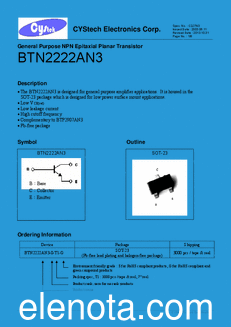 Cystech Electonics BTN2222AN3 datasheet